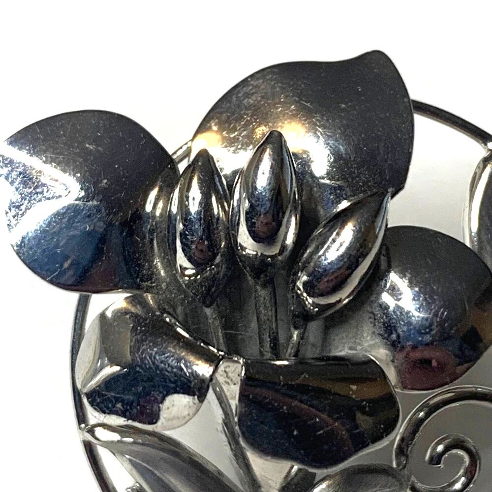 Antique 1940's Carl Schraysshuen Trumpet Flower Brooch Sterling Pat. 130141 - Picture 4 of 11
